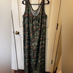 MISSLOOK SLEEVELESS MAXI DRESS FLORAL GREEN Classy  size 2XL Comfy Summer EUC
